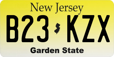 NJ license plate B23KZX