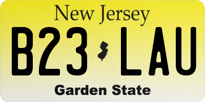 NJ license plate B23LAU