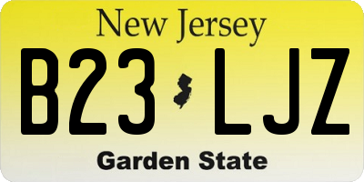 NJ license plate B23LJZ