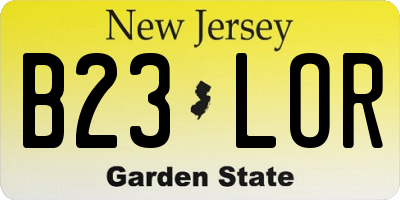 NJ license plate B23LOR