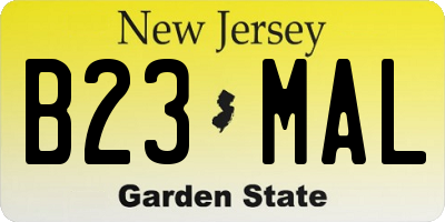 NJ license plate B23MAL