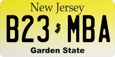 NJ license plate B23MBA