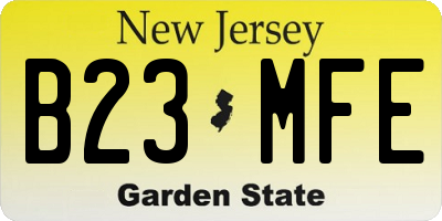 NJ license plate B23MFE
