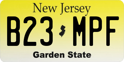 NJ license plate B23MPF