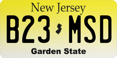 NJ license plate B23MSD