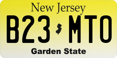 NJ license plate B23MTO