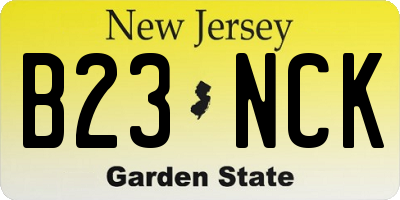 NJ license plate B23NCK