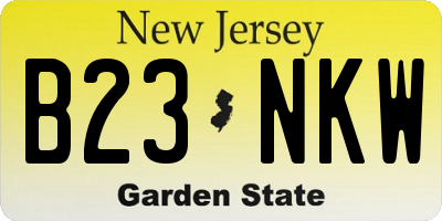 NJ license plate B23NKW