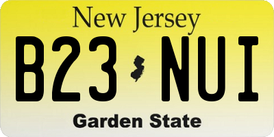 NJ license plate B23NUI