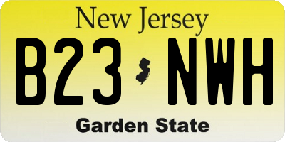 NJ license plate B23NWH