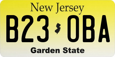 NJ license plate B23OBA