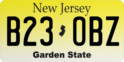 NJ license plate B23OBZ
