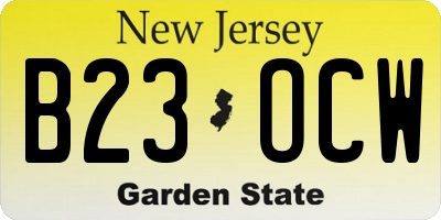 NJ license plate B23OCW