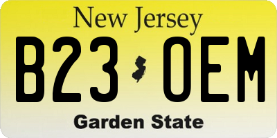 NJ license plate B23OEM