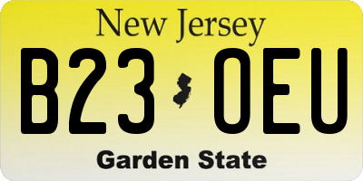 NJ license plate B23OEU