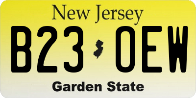 NJ license plate B23OEW