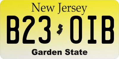 NJ license plate B23OIB