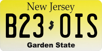 NJ license plate B23OIS