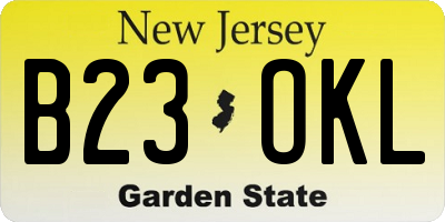 NJ license plate B23OKL