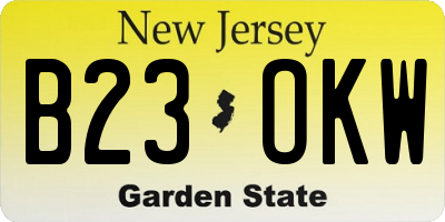 NJ license plate B23OKW