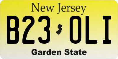 NJ license plate B23OLI