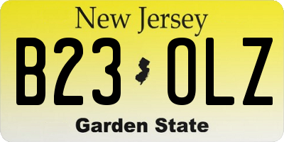 NJ license plate B23OLZ