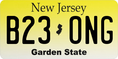 NJ license plate B23ONG
