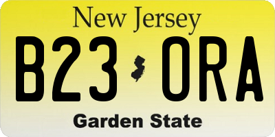 NJ license plate B23ORA
