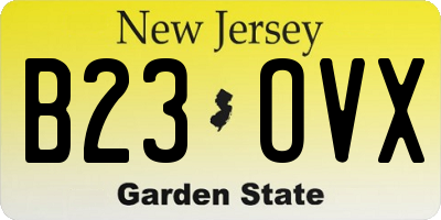 NJ license plate B23OVX