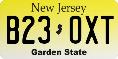 NJ license plate B23OXT