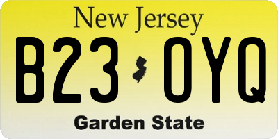 NJ license plate B23OYQ