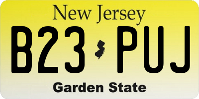 NJ license plate B23PUJ