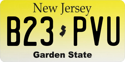 NJ license plate B23PVU