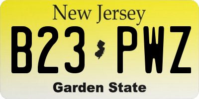 NJ license plate B23PWZ