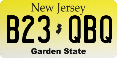 NJ license plate B23QBQ