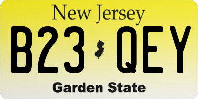 NJ license plate B23QEY