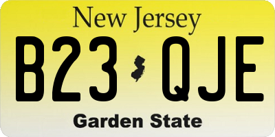 NJ license plate B23QJE