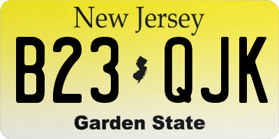 NJ license plate B23QJK