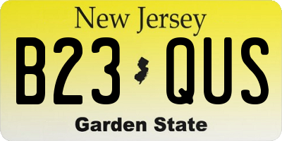 NJ license plate B23QUS