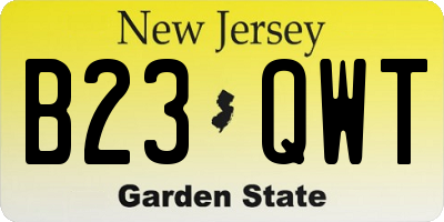NJ license plate B23QWT