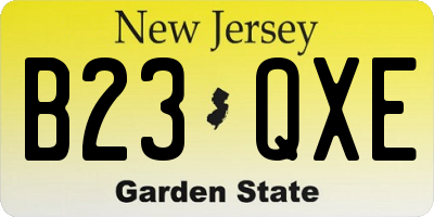 NJ license plate B23QXE