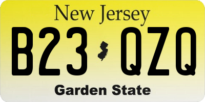 NJ license plate B23QZQ