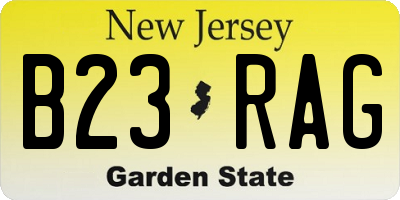 NJ license plate B23RAG