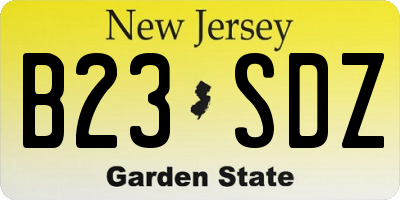 NJ license plate B23SDZ