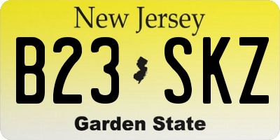 NJ license plate B23SKZ