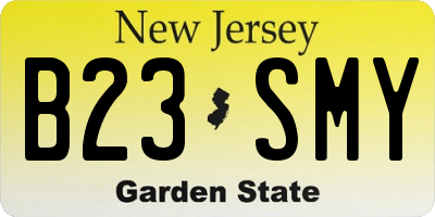 NJ license plate B23SMY