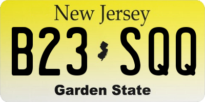 NJ license plate B23SQQ