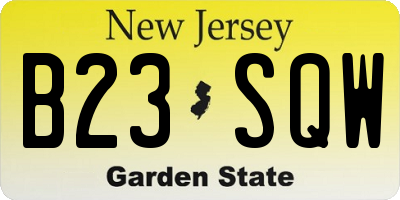 NJ license plate B23SQW
