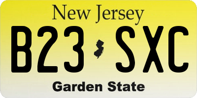 NJ license plate B23SXC