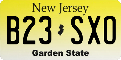 NJ license plate B23SXO